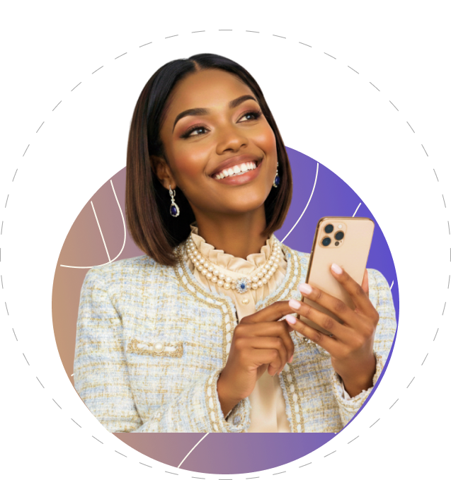 Professional woman using Manilla Finance app